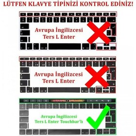 Resim MacBook Uyumlu Pro 13' 2020 A2338 (M1) Silikon Klavye Koruyucu Touchbar 