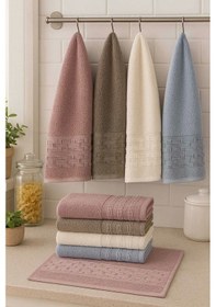 Resim 6 Parça Mutfak Havlusu Seti %100 Pamuklu Zahter Çok Renkli 