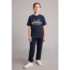 Resim DeFacto Regular Fit Bisiklet Yaka Baskılı Kısa Kollu Tişört Erkek Çocuk G9960A826SM 