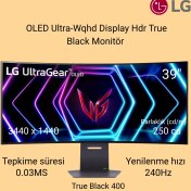 Resim Lg Ultragear 39GS95QE-B 39" 0.03 Ms Wqhd Curved 240 Hz OLED Oyuncu Monitörü 