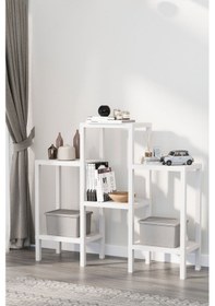 Resim 6 Katlı Düzenleyici Plastik Yatay Raf Ünitesi Beyaz, Kitaplık, Banyo, Mutfak Rafı, Beyaz Beyaz 