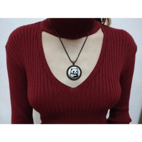Resim Tomars Panda İşlemeli Kanaviçe Kolye - Anahtarlık 