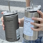 Resim 1 Adet, Kapaklı Ve Pipetli 304 Paslanmaz Çelik Tumbler, Çift Duvarlı Yalıtımlı Su Şişesi, Su Bardakları, Yaz Kış İçecekleri, Seyahat Aksesuarları, Hediyeler 