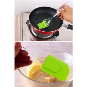 Resim Delixa Silikon Spatula ve Fırça Seti, Silikon Yağ Fırçası, Silikon Yağ Sos Yumurta Fırçası, Damla Saplı Mut 