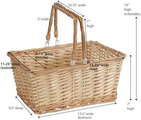 Resim Household Essentials ML-2202 Kulplu Üstü Açık Pazar Sepeti, Kahverengi 
