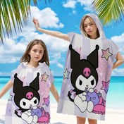 Resim Sanrio Kuromi Kapüşonlu Giyilebilir Plaj Havlusu - Hızlı Kuruyan, Kum Dirençli, Ultra Emici Mikrofiber Bornoz Çocuklar & Yetişkinler İçin, Sevimli Karikatür Tasarımı, Seyahat, Plaj Günleri & Sevgililer Günü Hediyesi İçin Mükemmel, Hızlı Kuruyan Bornoz | Çağdaş Havlu Tasarımı | Dayanıklı Polyester 