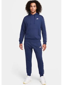 Resim Nike Club Fleece Hoodie Track Suit Kapişonlu Pamuklu Erkek Eşofman Takımı Lacivert 