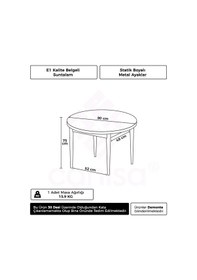 Resim Canisa Kea Serisi 90 X 90 Sabit Yuvarlak Beyaz Mermer Desen Mutfak Masası Masa Beyaz Mermer Desen 