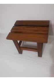 Resim OBERS Iroko Klasik Duş Oturağı 30x40x40cm. Ağaç Duş Oturağı, Ağaç Tabure 