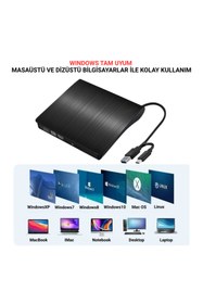 Resim MultiZone Harici DVD RW CD DVD Yazıcı Okuyucu Ultra İnce Taşınabilir USB 3.0 Type-C Optik Sürücü 
