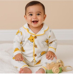 Resim Pooh Önden Düğmeli Mevsimlik 2 Parça Pjama Takımı Sari 