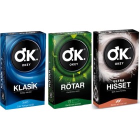 Resim Okey Prezervatif Karışık 3'lü Set 