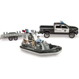 Resim Bruder Ram 2500 Polis Aracı, Römork, Zodyak, 2 Figür ve Aks BR02507 