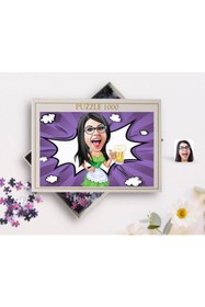 Resim Bk Gift Kişiye Özel Kadın Karikatürlü 1000 Parça Profesyonel Puzzle-30 