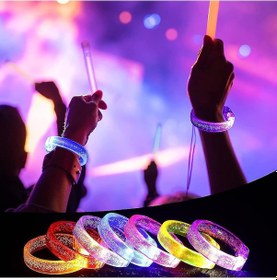 Resim Mor Led Işıklı Baskı Yapılabilen Pilli Bileklik Bilezik 1,5 Cm Genişlik - Noth-874112 