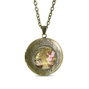 Resim Vintage Bronze Ton Locket Resim Kolye Masal Cadısı Reçine Cadılar Bayramı Takıları Ücretsiz Pirinç Zincir Hediyeler Dahil 