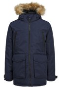 Resim Kürklü Kapüsonlu Parka - Çocuk 12212522 Navy Blazer Jack & Jones