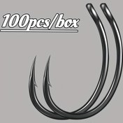 Resim 100 Adet Avrupa Sazan Kancası - Ergonomik Tasarımlı Siyah Karbon Çelikli, Uçan Balıkçılık ve Geleneksel Aletler İçin İdeal, Dayanıklı Metal Yapı, Şık Metalik Kaplama 
