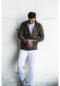Resim Polar Slimfit Fermuarlı Dik Yaka Erkek Hırka Yeşil 