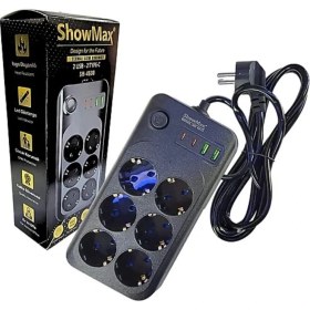 Resim Showmax SH-4630 Termal Akım Korumalı Priz 6 Priz+2 Usb+2 Type-C Giriş 