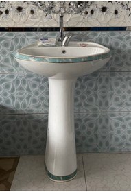 Resim Creavit 50x60 Ayaklı Lavabo Yesil Bordürlü (batarya Hariç) 