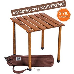 Resim Bag The Joy 40x40x40 CM Ahşap Katlanır Rulo Kahverengi Kamp ve Piknik Masası 