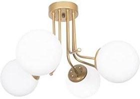 Resim Fer Avize Daisy Lüks Modern Tasarım Plafonyer Gold Renk Beyaz Camlı Salon - Mutfak - Yatak Odası 4 lü Avize 