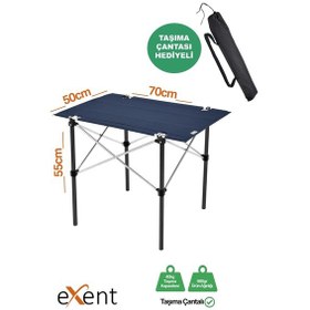 Resim Exent 50x70 Cm Kamp Masası Katlanabilir Masa, Piknik Masası, Siyah Taşıma Çantalı-lacivert Çok Renkli 