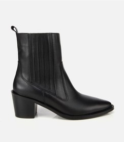 Resim Hotiç Kadın Deri Siyah Lastik Detaylı Fermuarlı Kovboy Düz Bot 01boh313120a100 01boh313120a100 Siyah 