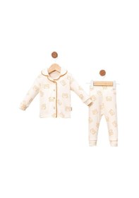 Resim Celira Bbc Kahve Lüks Çıtçıtlı Kız Bebe Pijama Takımı Kahverengi 