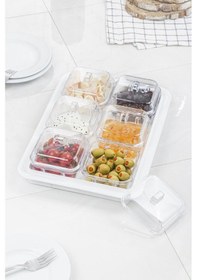 Resim Akrilik Beyaz 6 Lı Kapaklı Kahvaltılık Kahvaltı Seti & Saklama Kabı Cam Değildir Beyaz 