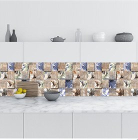 Resim Mutfak Tezgah Arası Folyo Fayans Kaplama Folyosu Soyut Çiçek Tasarım 