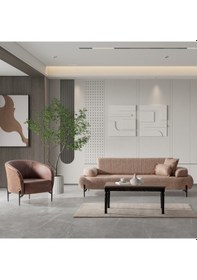 Resim Cross 3+1 Salon&oturma Odası Koltuk Takımı - Krem&kahve 