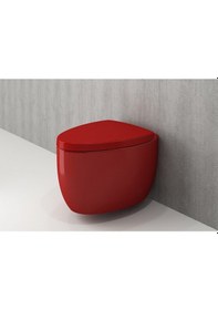 Resim Bocchi Etna Asma Klozet + Yavaş Kapanır Kapak Parlak Kırmızı 