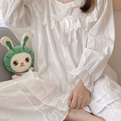 Resim Kadınlar için Şık Beyaz Takım - Bahar/Sonbahar Prenses Stili Uzun Kollu ve Pantolonlu, Rahat Yaka, Düğme Detayı, Düz Renk, Ev veya Rahatlama için Mükemmel, Rahat Kesim Pijama | Zarif Takım | Düğme Detayı Pijama, Kadınlar için Pijama 