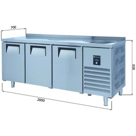 Resim Galleyz Tezgah Tip Buzdolabı - 3 Kapılı - Sağ Evye & Motor - 200x70x85 Cm 