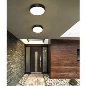 Resim 15W Artos Siyah LED Nem Su Geçirmez Banyo Bahçe Balkon Modern Tavan Duvar Lambası Beyaz Işık 6500K I 