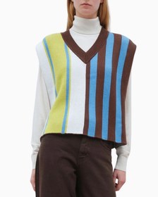 Resim Forest V Yaka Süveter - Brown/Blue/Yellow / M 