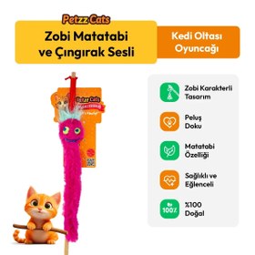 Resim PetzzCats Zobi Matatabi ve Çıngırak Sesli Kedi Oltası Oyuncağı Pembe 42 Cm 