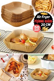 Resim Munico Airfryer için 50 Parça Tek Kullanımlık Kare Pişirme Kağıdı - Yağ Geçirmez ve Kolay Temizlik Kağıdı 