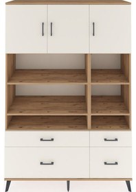 Resim Hyperion Dolap 10 Raflı 4 Çekmeceli 3 Kapaklı 132x44x195 Çam-aytaşı/aytaşı Aytası/aytası 