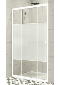 Resim Durul Duşakabin Ön Cephe Beyaz Çizgi Ortası Buzlu Beyaz 