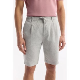 Resim AVVA Erkek Gri Beli Lastikli Keten Karışımlı Relaxed Fit Şort B003731 