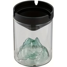 Resim Chuangyinshop Green Rüzgar Geçirmez Cam Kül Tablası U Şeklinde Tasarım Ev Ofis Araç İçin 