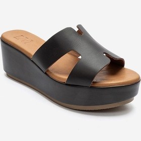 Resim Luvishoes Lıa Kahverengi Cilt Hakiki Deri Dolgu Topuklu Kadın Terlik 