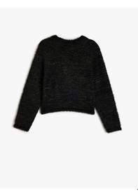 Resim Koton Basic Triko Kazak Uzun Kollu Bisiklet Yaka Siyah 5wkg90053at Siyah 