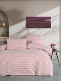 Resim Lastikli Çarşaflı Tek Kişilik Nevresim Takımı Saten Gül Kurusu Gül Kurusu 