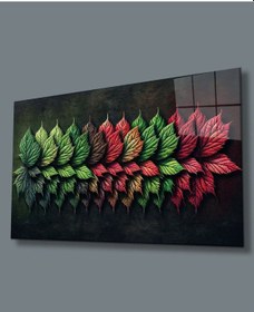 Resim Miyrem Glasses Collection -a1^ Yaprak Görseli Kırmızı Yeşil Cam Tablo -artificial Intelligence 