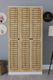 Resim Remaks Fuga 3 Kapaklı Elbise Dolabı - Beyaz Gövde Meşe Kapak 