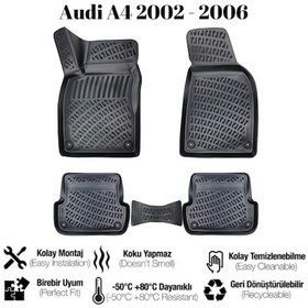 Resim Audi A4 2002 2003 2004 2005 2006 İle Uyumlu Araca Özel 3d Havuzlu Paspas Takımı A+ Kalite 1 Adet 